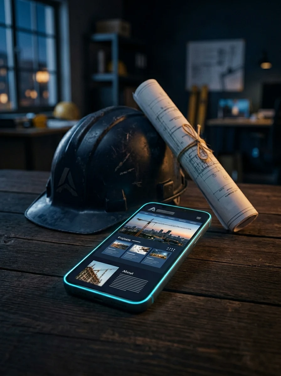 Webdesign für Bauunternehmen auf Smartphone