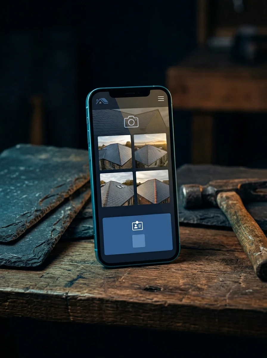 Webdesign für Dachdecker: responsive Webseite auf Smartphone