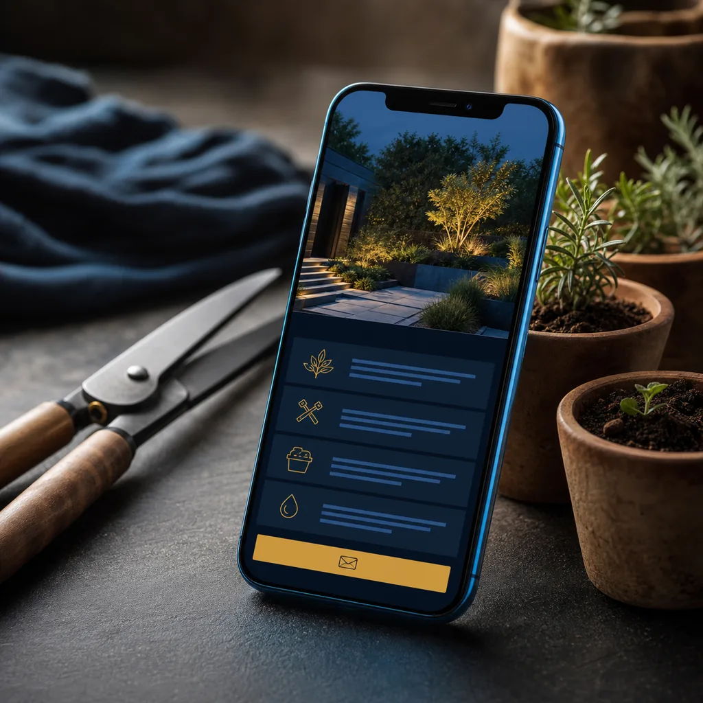 Webdesign für Garten- und Landschaftsbau: responsive Webseite auf Smartphone