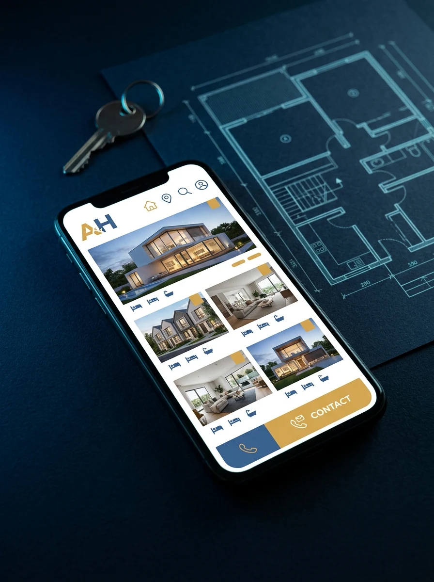 Webdesign für Immobilienmakler: responsive Webseite auf Smartphone