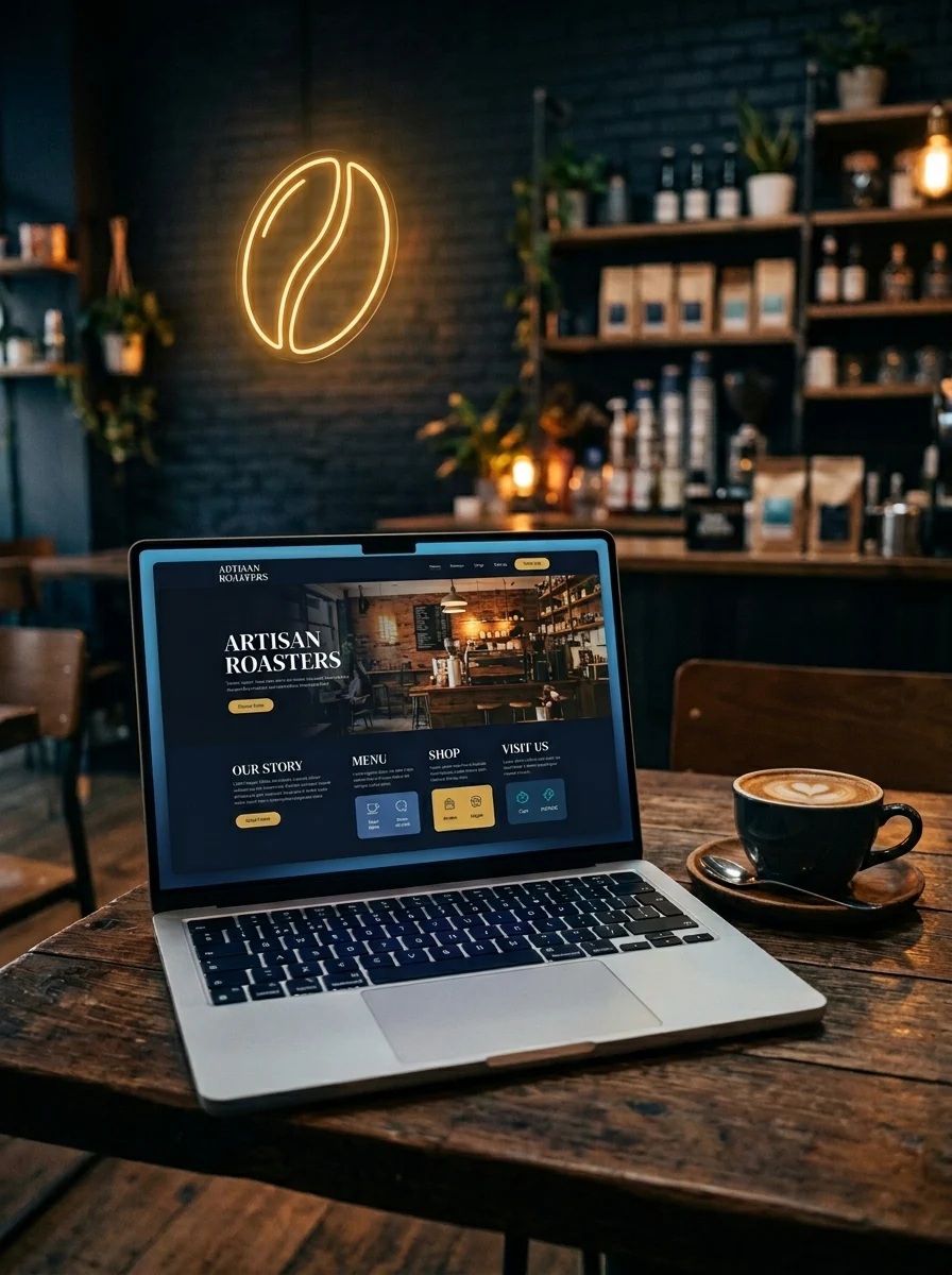 Lokale Webseite mit Öffnungszeiten und Kontakt