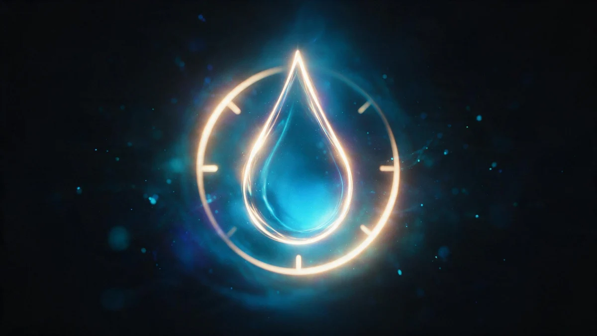 Webseite für Klempner: Wassertropfen in einem Zeitring als Symbol für den Notdienst