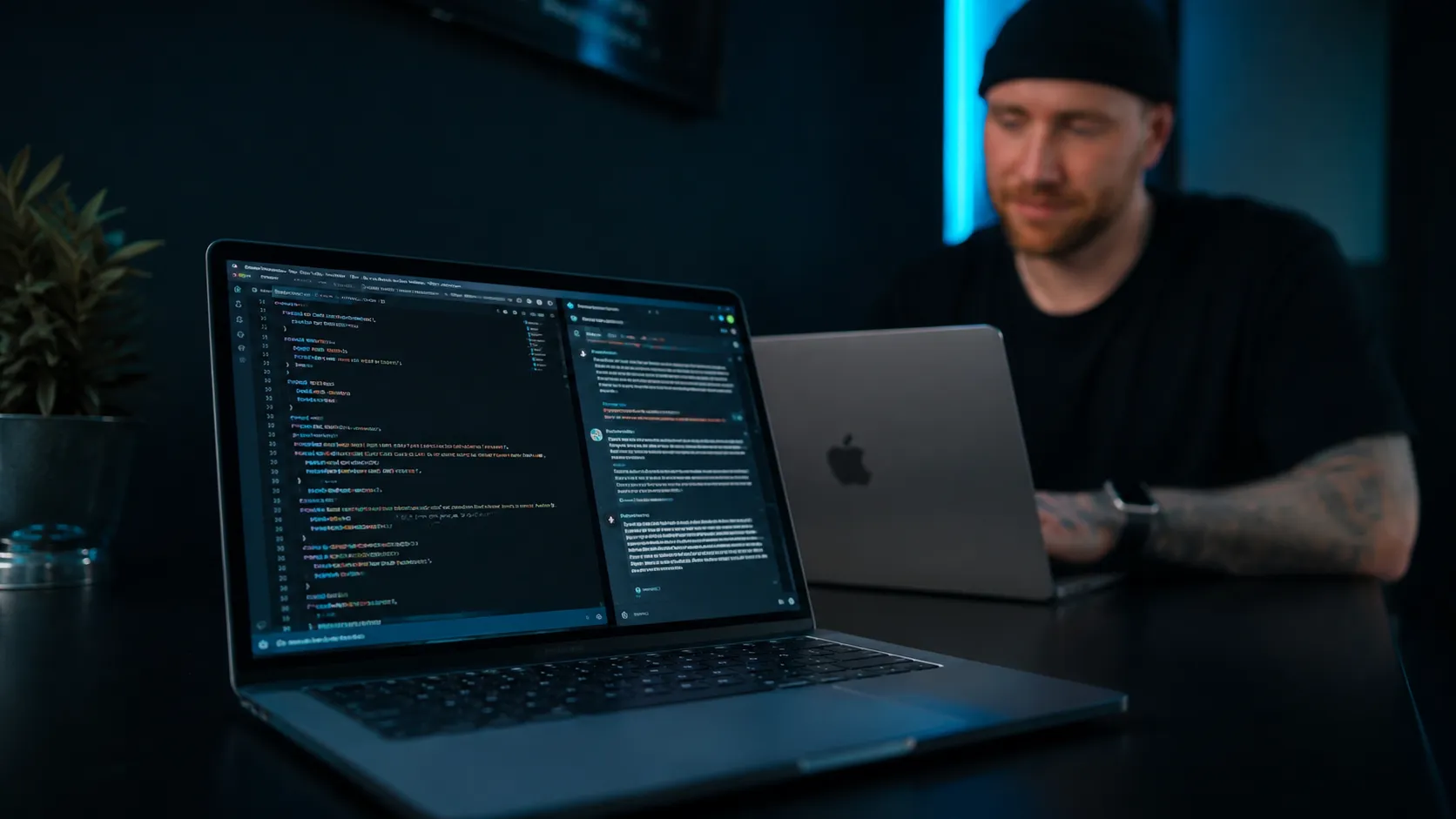 ChatGPT und WordPress gemeinsam nutzen am Laptop