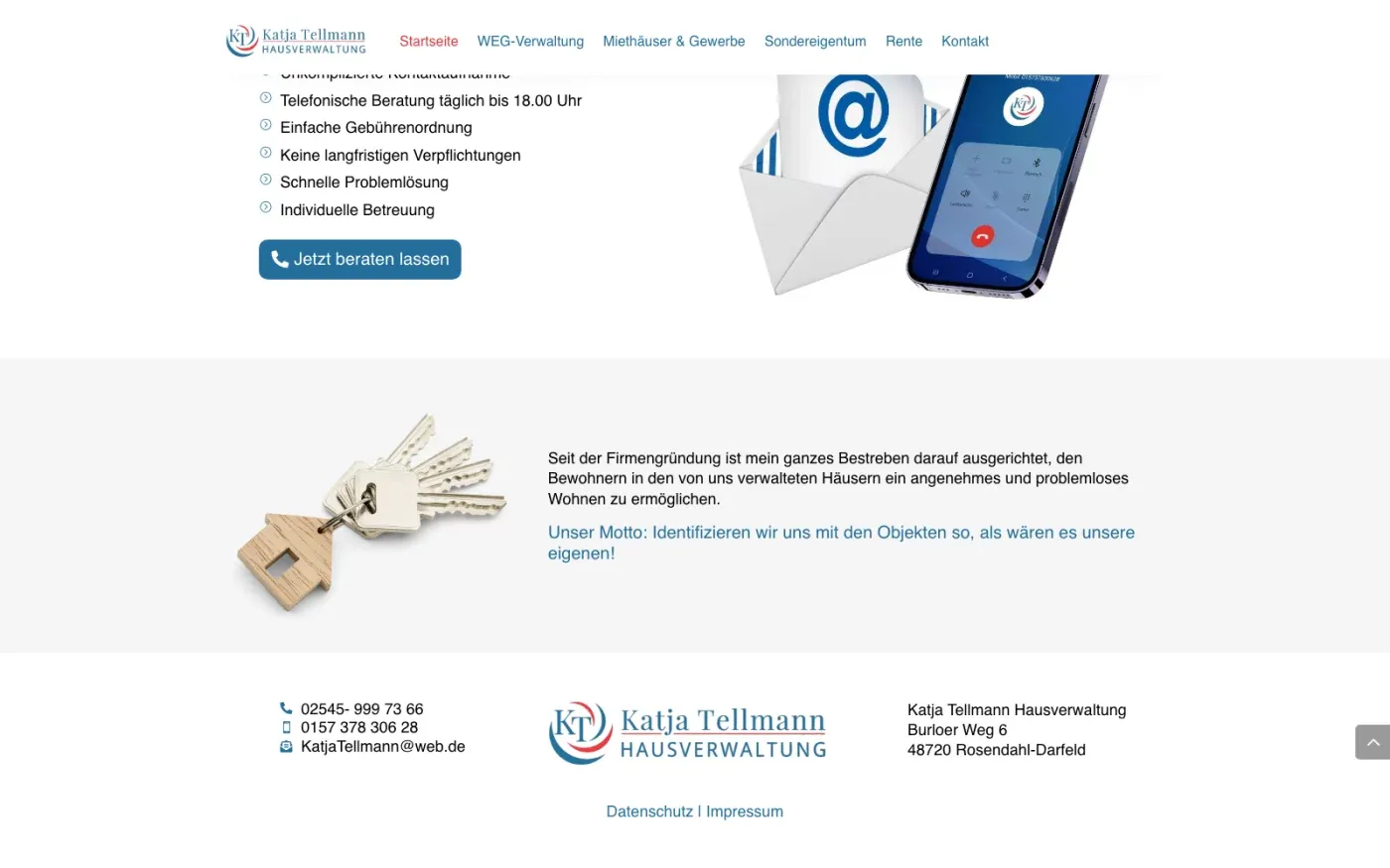 Kontaktbereich und Footer