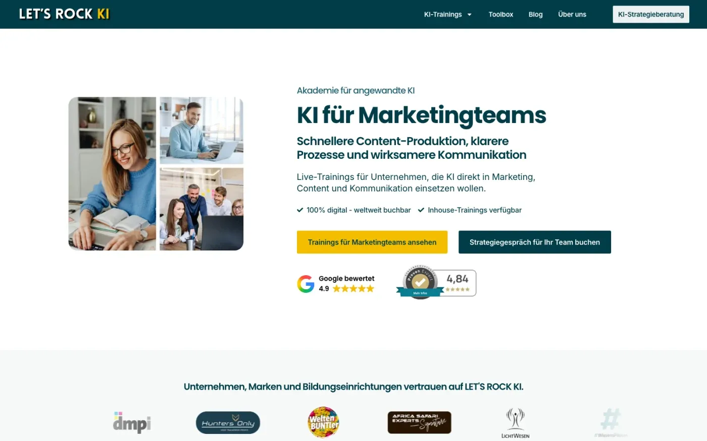 Startseite mit Hero-Bereich