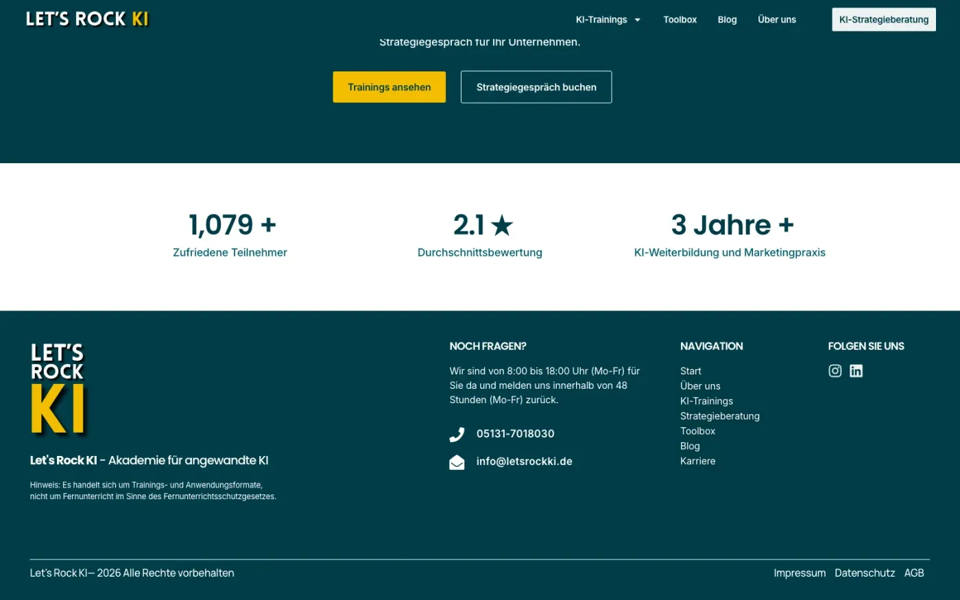 Weitere Inhalte der Startseite
