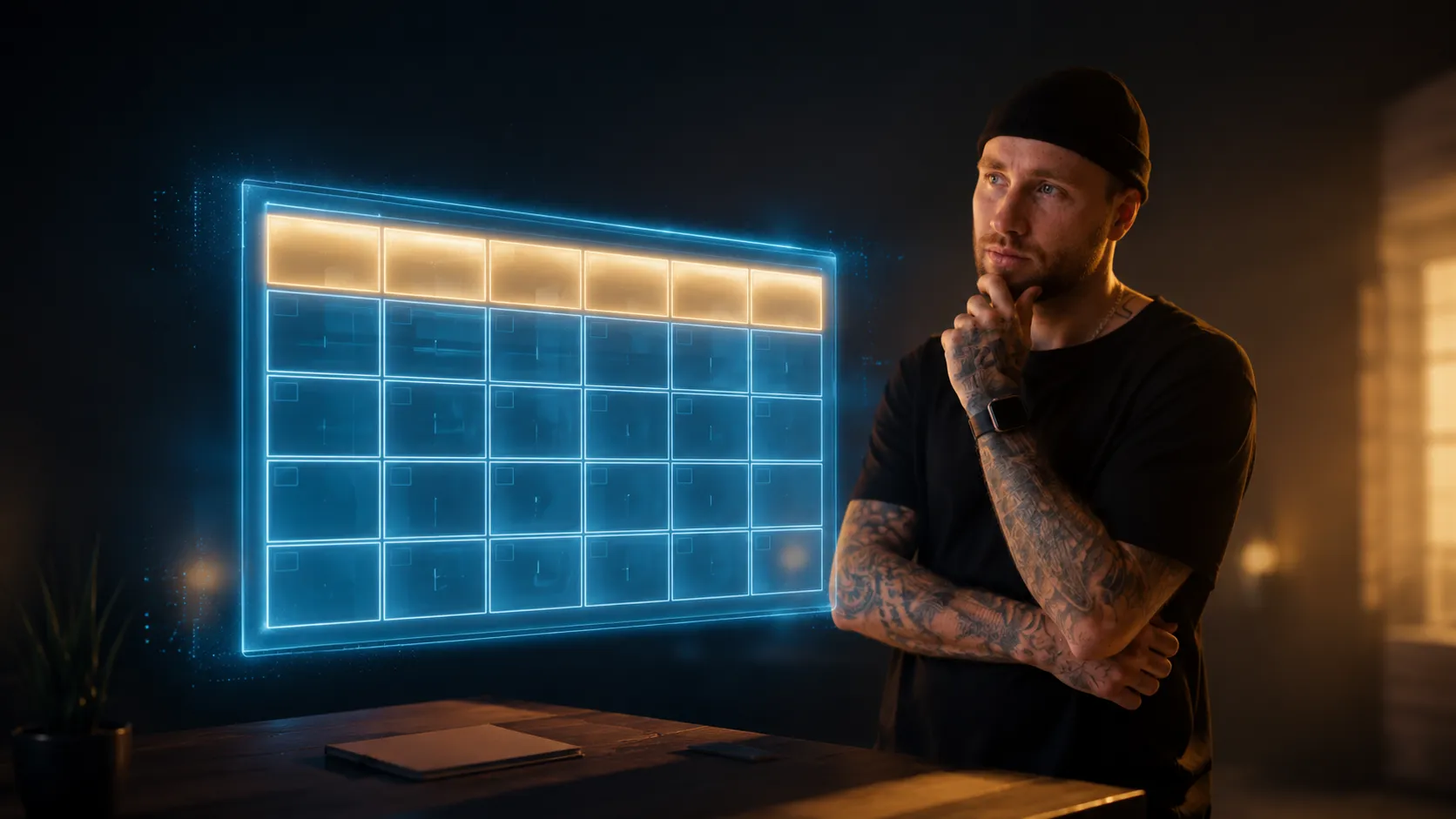 Content-Kalender mit ChatGPT planen, Übersicht mit Posts für Instagram, LinkedIn und Facebook