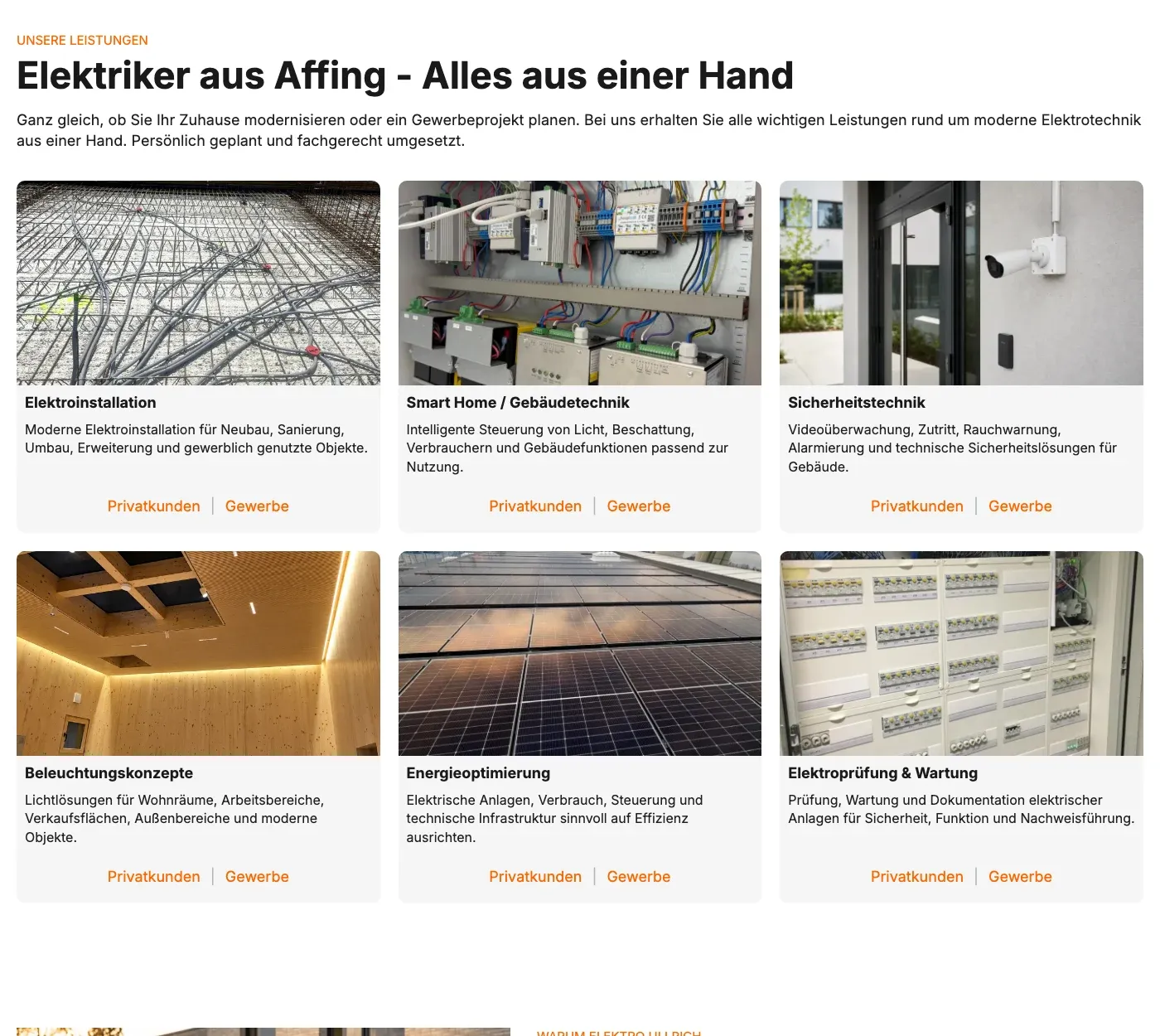 Leistungsübersicht: Elektroinstallation, Smart Home, Sicherheitstechnik