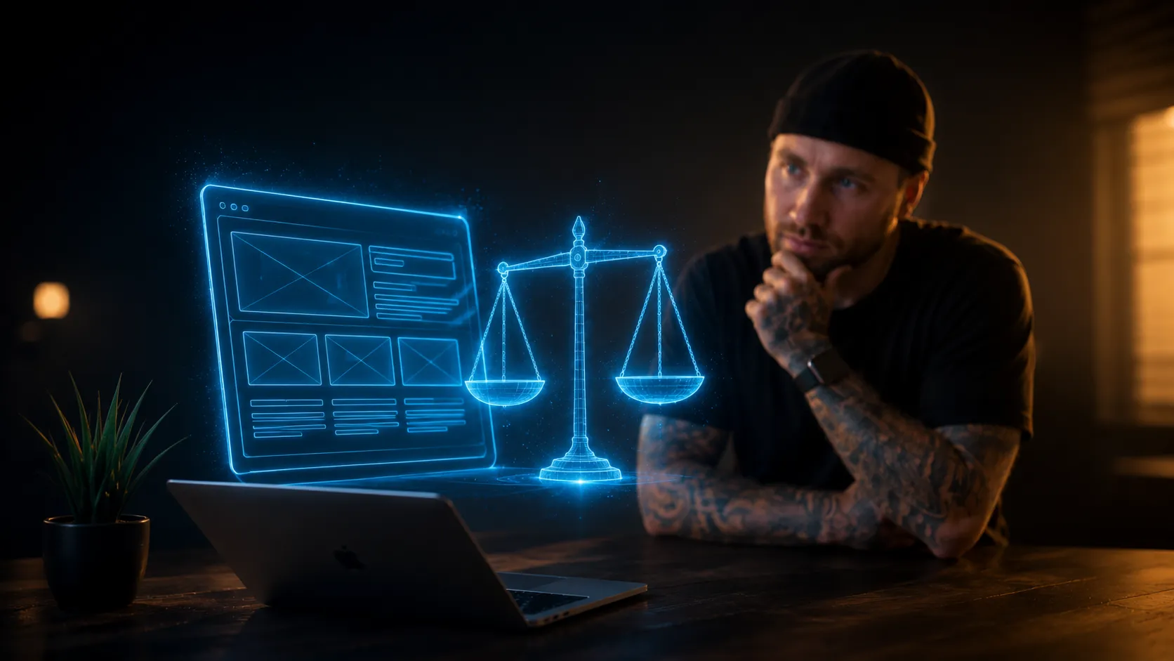 Webdesign Fixpreis – klare Kosten von Anfang an Webdesign Fixpreis Planung: Laptop mit Webseiten-Entwurf und klarem Budget-Dokument auf dem Schreibtisch