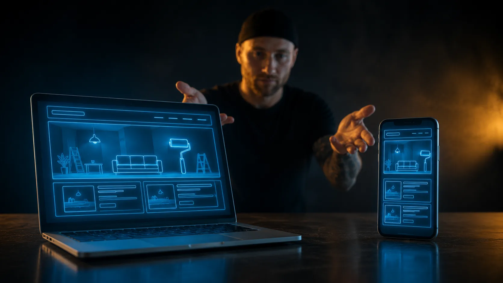 BroDesigns Webdesign für Maler – persönliche Betreuung Webdesigner und Maler besprechen gemeinsam Referenzfotos und Design einer neuen Webseite