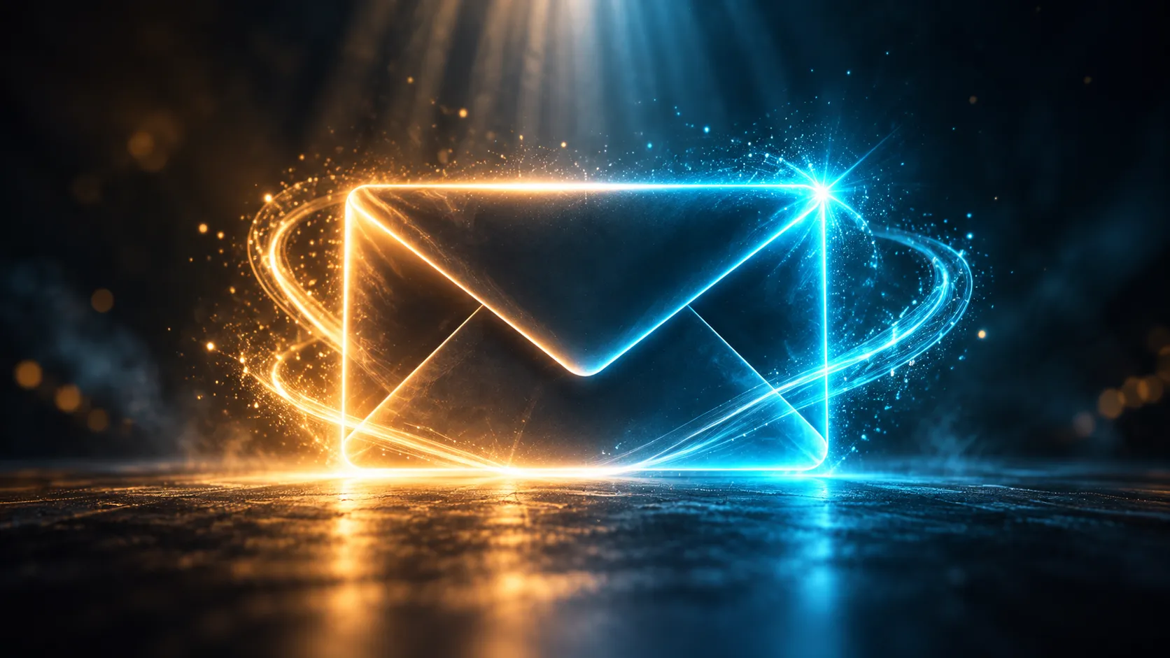 E-Mail mit ChatGPT schreiben: Tipps und Vorlagen für Selbstständige E-Mail schreiben mit ChatGPT: leerer Briefumschlag aus Licht als Symbol für den Erstentwurf
