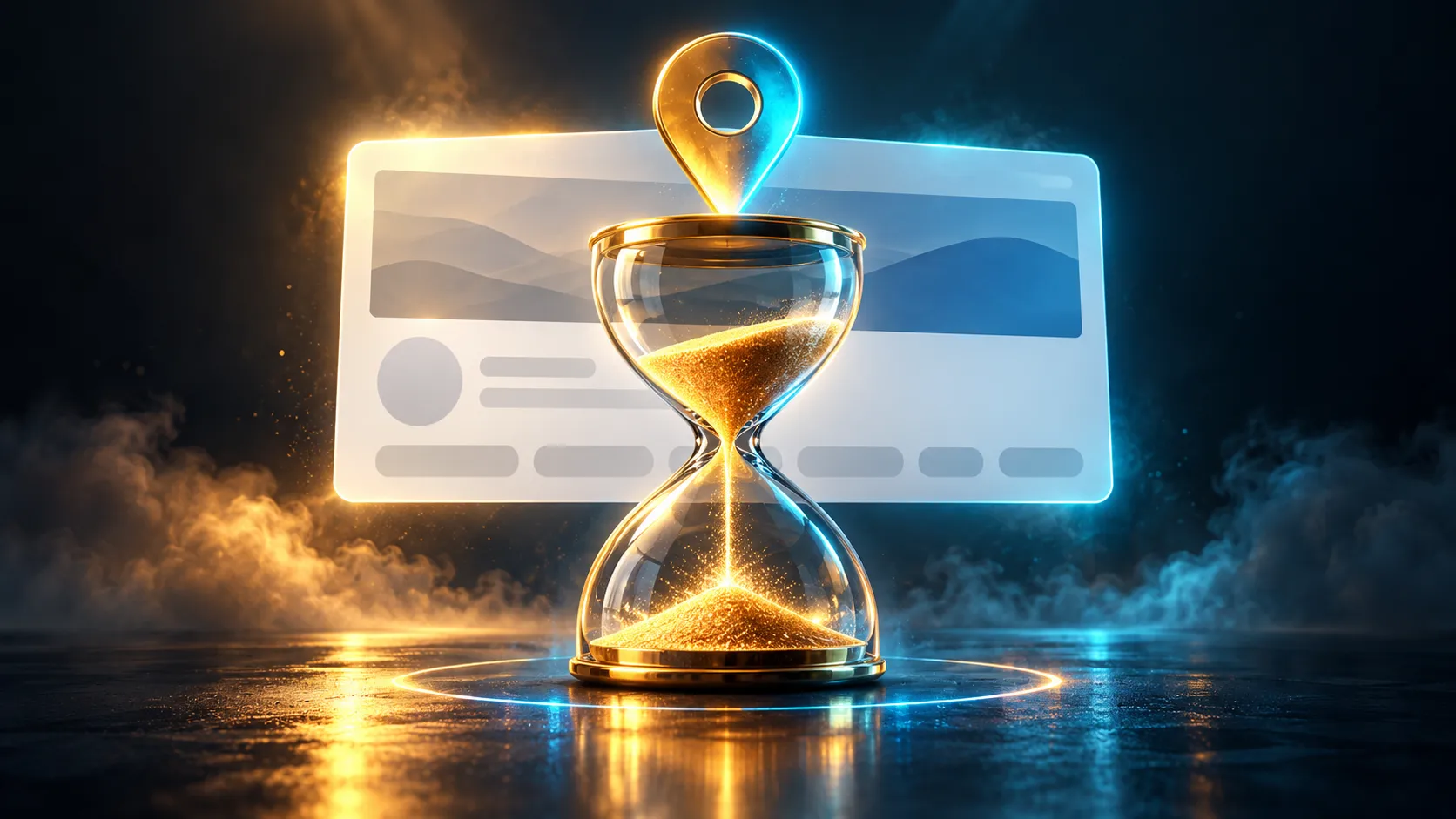 Google Unternehmensprofil: 4-Tage-Frist bei Änderungen Google Unternehmensprofil mit Sanduhr als Symbol für die Frist von vier Tagen bei Änderungsvorschlägen