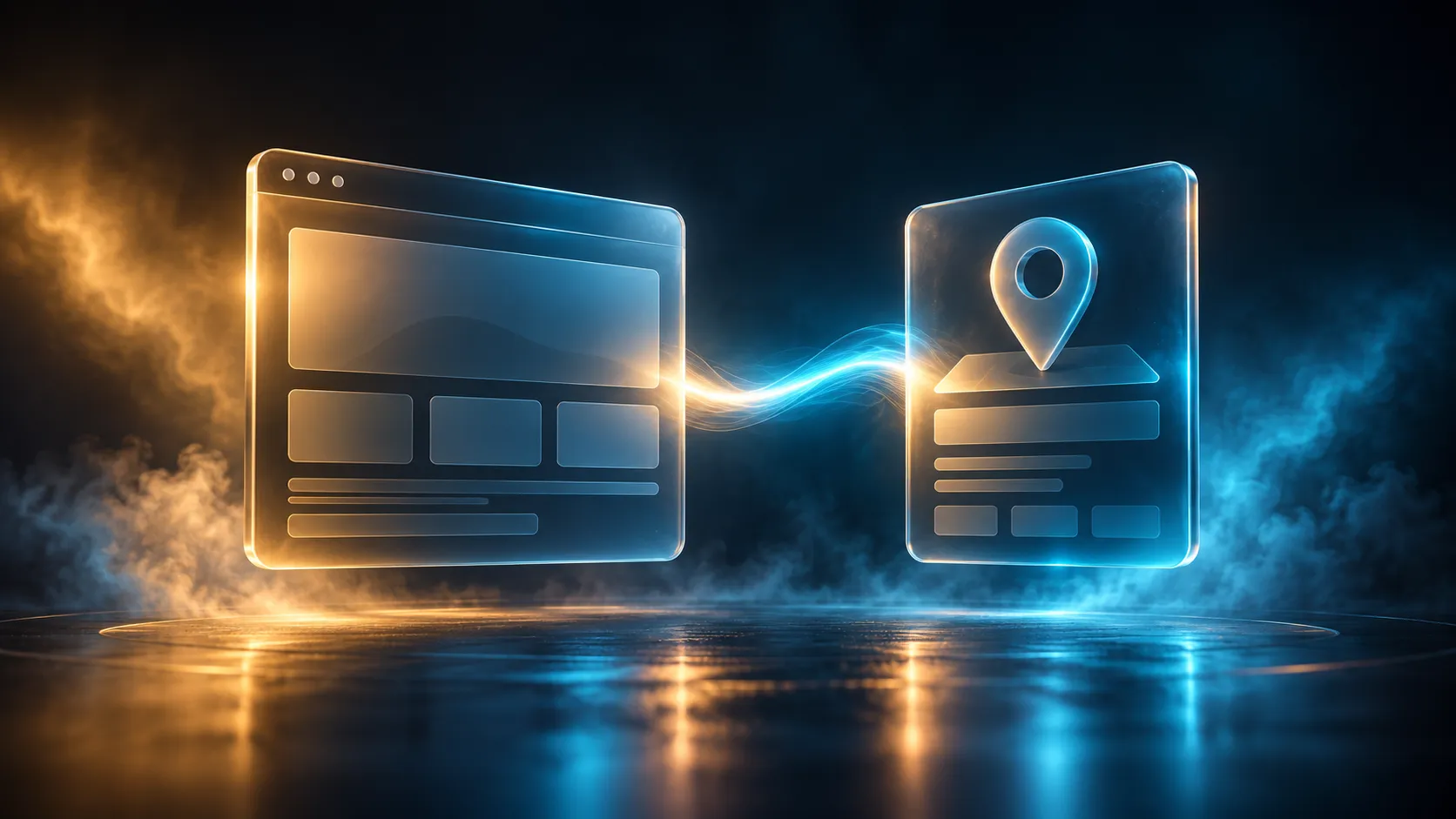 Webseite und Google Unternehmensprofil abgleichen Webseite und Google Unternehmensprofil als zwei verbundene Karten, deren Angaben übereinstimmen
