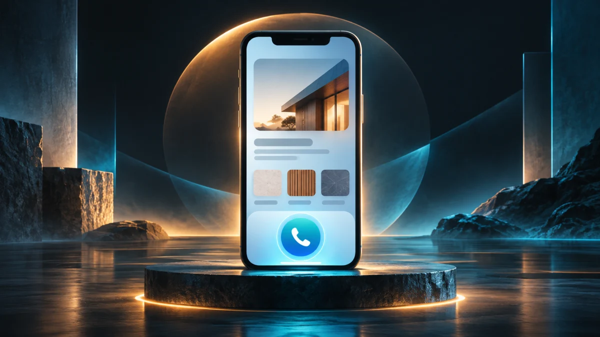 Mobile First Webdesign für Handwerker: Smartphone mit klarer Webseite und Anruf-Button