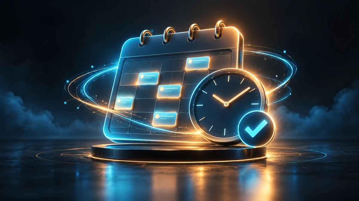 Symbol für automatisierte Online-Terminbuchung mit Kalender und Haken