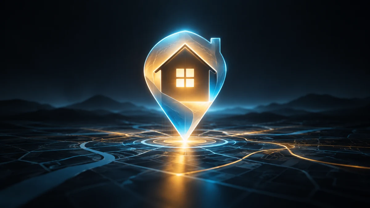 Lokale Sichtbarkeit für Webseite für Immobilienmakler, Kartenmarkierung verschmilzt mit Haus-Symbol